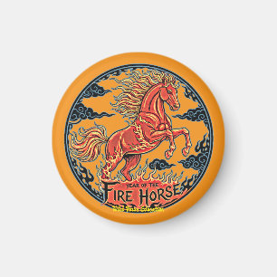 Year of the Fire Horse Black small magnet
