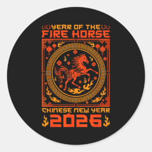 Year Of The Fire Horse Chinese New Year 2026 Decor Classic Round Sticker
