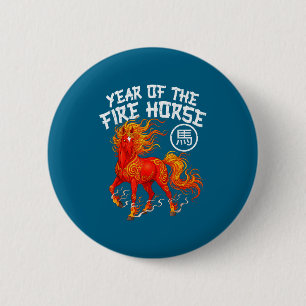 Year Of The Fire Horse Chinese New Year 2026 Zodia 2 Inch Round Button