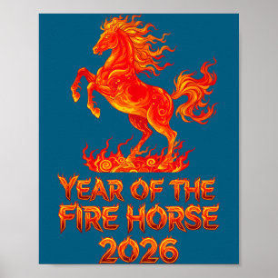 Year Of The Fire Horse, Chinese Zodiac Lunar New Y Poster
