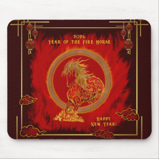 Year of the Fire Horse , Happy Lunar New Year Mouse Pad