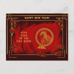 Year of the Fire Horse , Happy Lunar New Year Postcard