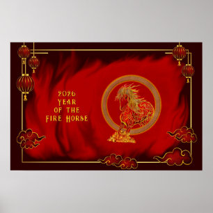 Year of the Fire Horse , Happy Lunar New Year Poster