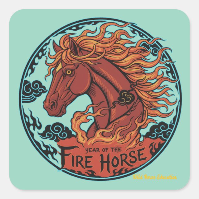 Year of the Fire Horse Square Sticker (Front)