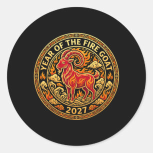 Year Of The Goat 2027 Fire Ram Chinese Zodiac New Classic Round Sticker