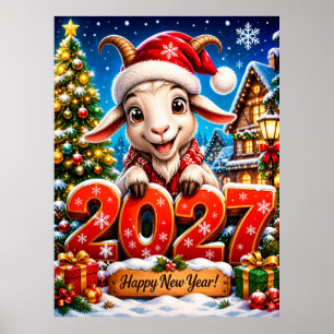 Year Of The Goat 2027 New Year Wall Poster