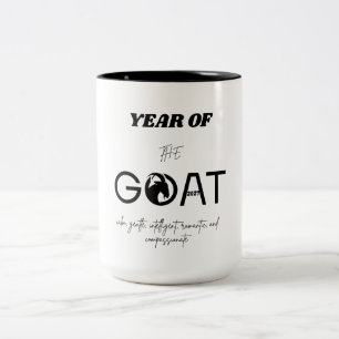 Year of the Goat 2027 with Characteristics Two-Tone Coffee Mug