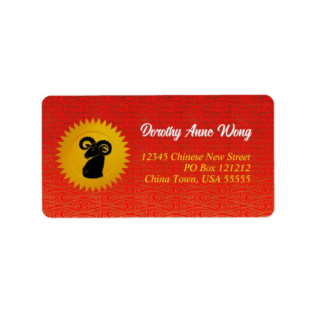 Year of the Goat Chinese Zodiac Animal Address Label (Front)