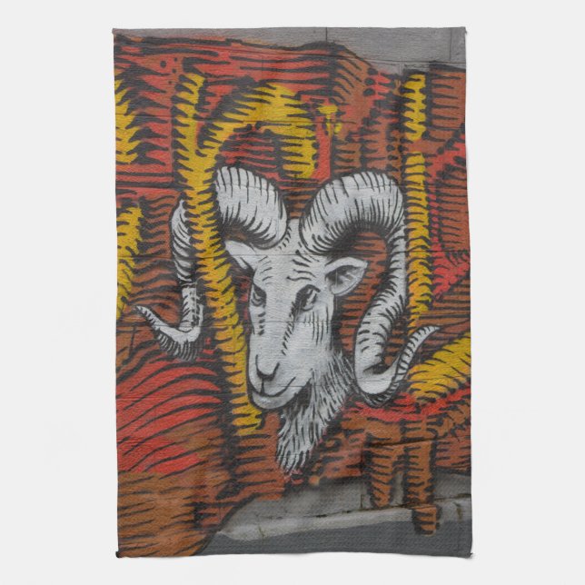 Year Of the Goat   Graffiti Kitchen Towel (Vertical)