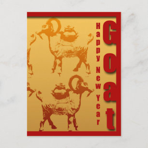 Year of the Goat Happy Chinese New Year postcard