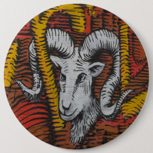 Year Of the Goat Sheep Ram Graffiti 6 Inch Round Button
