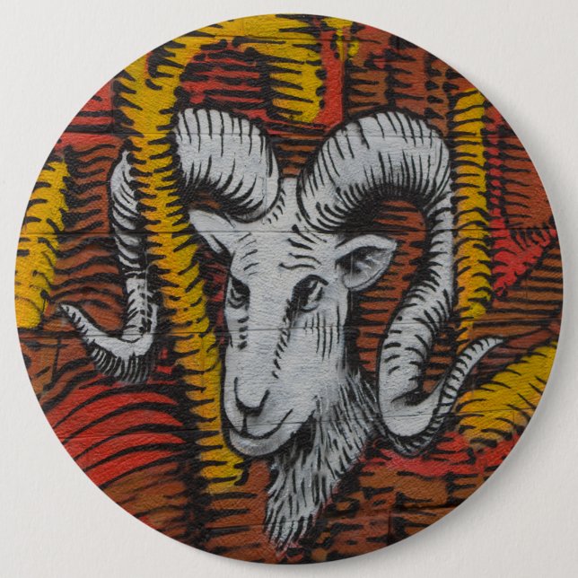 Year Of the Goat Sheep Ram Graffiti 6 Inch Round Button (Front)