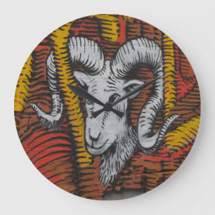Year Of the Goat Sheep Ram Graffiti Large Clock