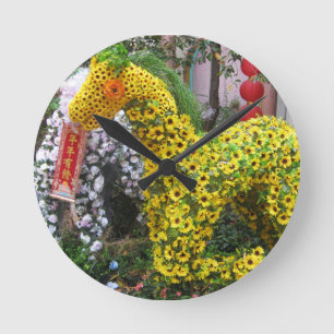 Year of the Horse   春節馬 ... Chinese Flower T Round Clock