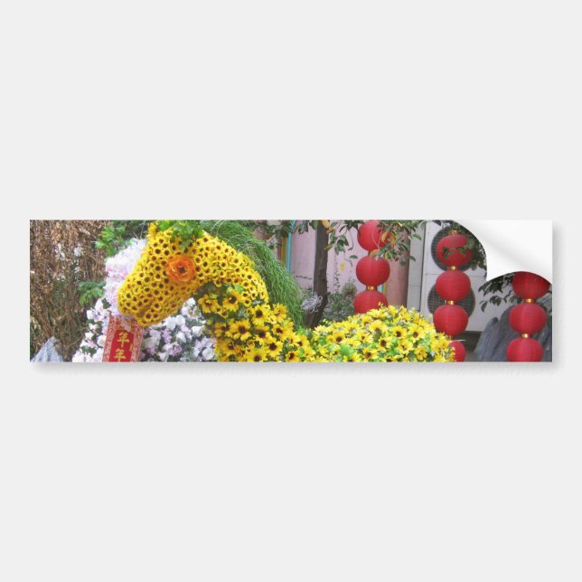 Year of the Horse | 春節馬 ... Chinese Flower Topiary Bumper Sticker (Front)