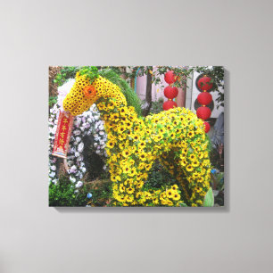 Year of the Horse   春節馬 ... Chinese Flower Topiary Canvas Print