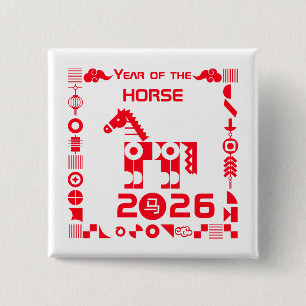 Year of the Horse 2026 2 Inch Square Button