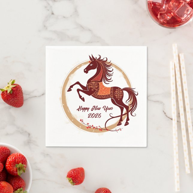 Year of the Horse 2026 Brown colour Napkin (Insitu)