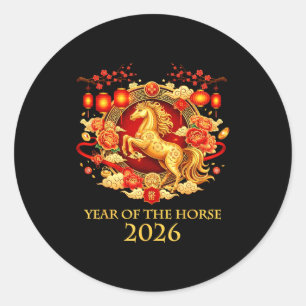 Year Of The Horse 2026 Chinese New Year Horse Lant Classic Round Sticker