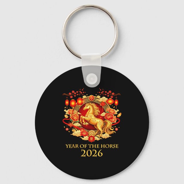Year Of The Horse 2026 Chinese New Year Horse Lant Keychain (Front)