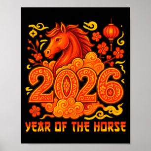 Year Of The Horse 2026 Chinese New Year Lunar Zodi Poster