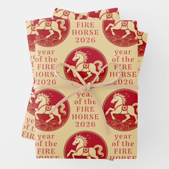 Year of the Horse 2026 Chinese New Year  Wrapping Paper Sheet (In situ)