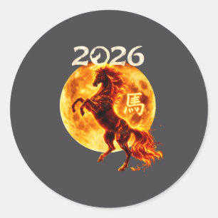 Year Of The Horse 2026 Chinese Zodiac Lunar New Ye Classic Round Sticker
