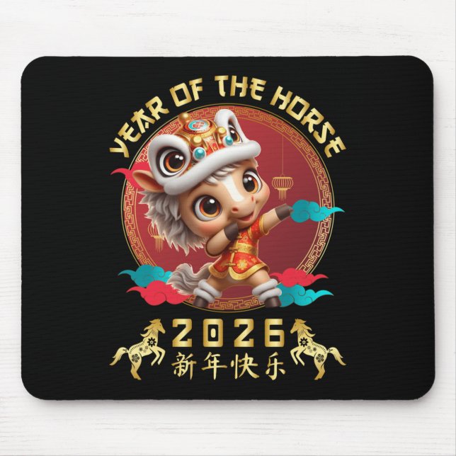 Year Of The Horse 2026 Cute Chinese Lunar New Year Mouse Pad (Front)