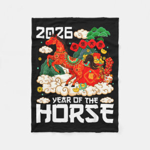 Year Of The Horse 2026 Happy Chinese Lunar New Yea Fleece Blanket