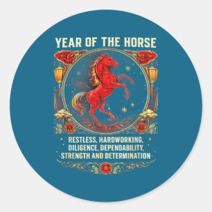 Year Of The Horse 2026 Lunar New Year Chinese Men  Classic Round Sticker