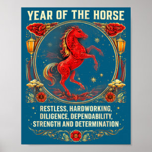 Year Of The Horse 2026 Lunar New Year Chinese Men  Poster