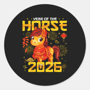 Year Of The Horse 2026 Lunar New Year Chinese New  Classic Round Sticker