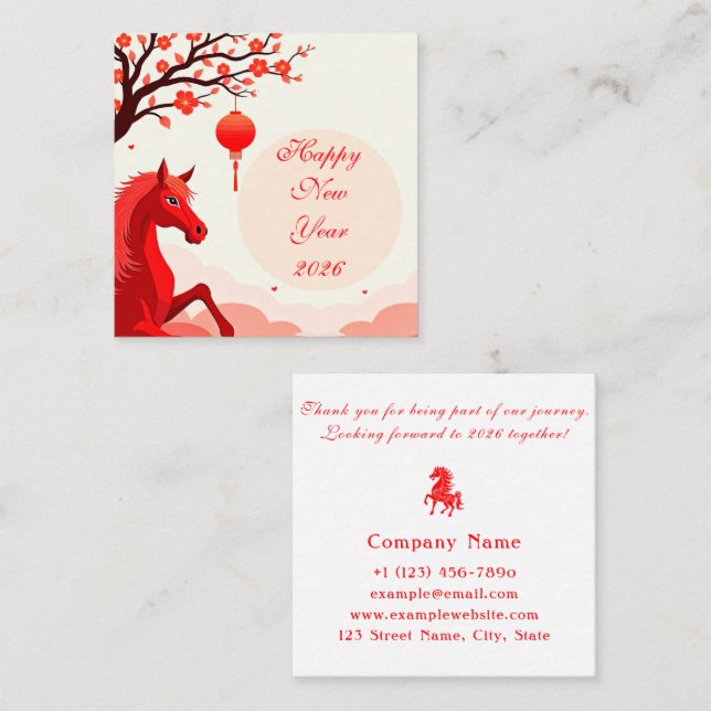 Year of the Horse 2026 Square Business Card (Front/Back)
