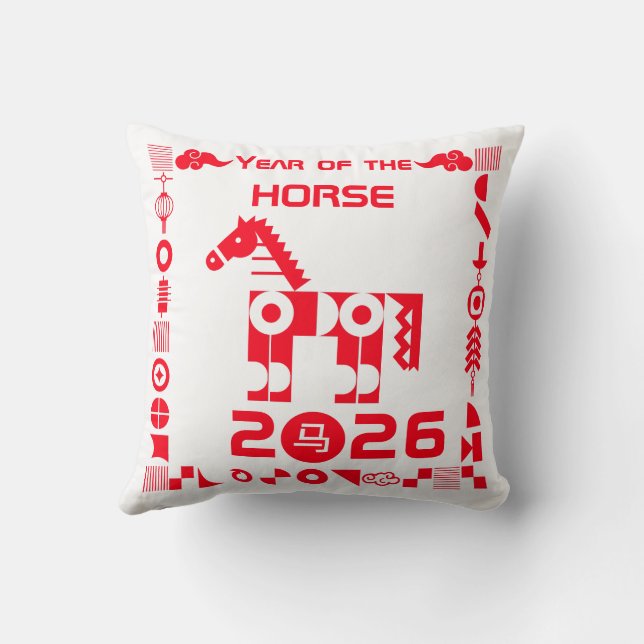 Year of the Horse 2026 Throw Pillow (Back)
