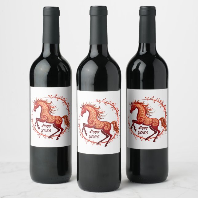 Year of the Horse 2026 Wine Label (Bottles)