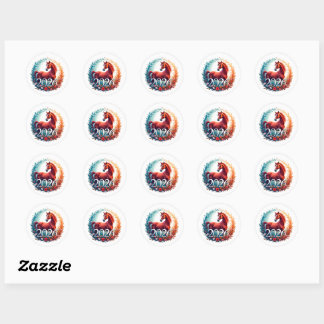 Year of the Horse 2026 Wreath Classic Round Sticker