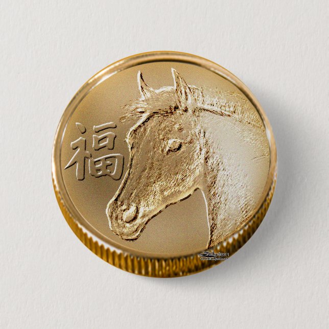 Year of the Horse 2 Inch Round Button (Front)