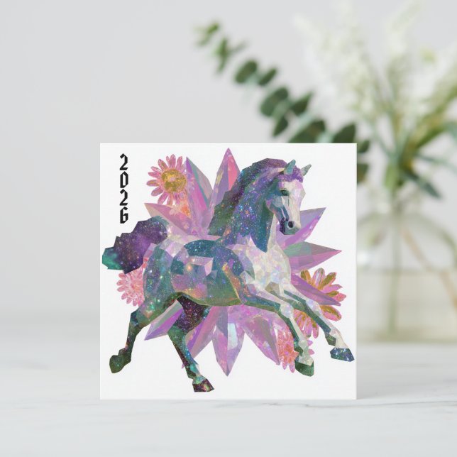 Year of the Horse Celestial Crystal Holiday Card (Standing Front)