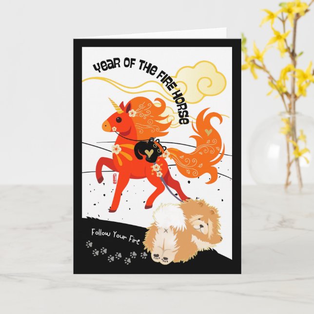 YEAR OF THE HORSE Chow Card (Yellow Flower)