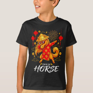 Year Of The Horse Dabbing Zodiac Horse Chinese New T-Shirt