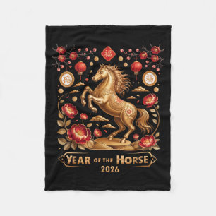 Year Of The Horse Happy New Year 2026  Fleece Blanket