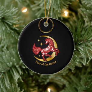 Year of the Horse Lunar Ceramic Ornament
