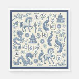 Year of the Horse Mahjong Toile Napkins