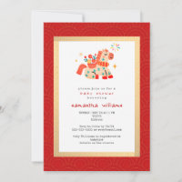 Year of the Horse Red Gold Horse Baby Shower