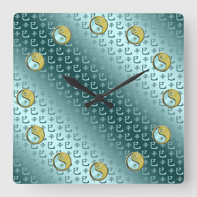 Year of the Metal Snake Square Wall Clock (Front)