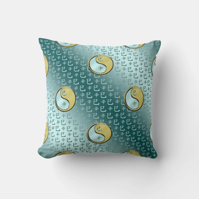 Year of the Metal Snake Throw Pillow (Front)