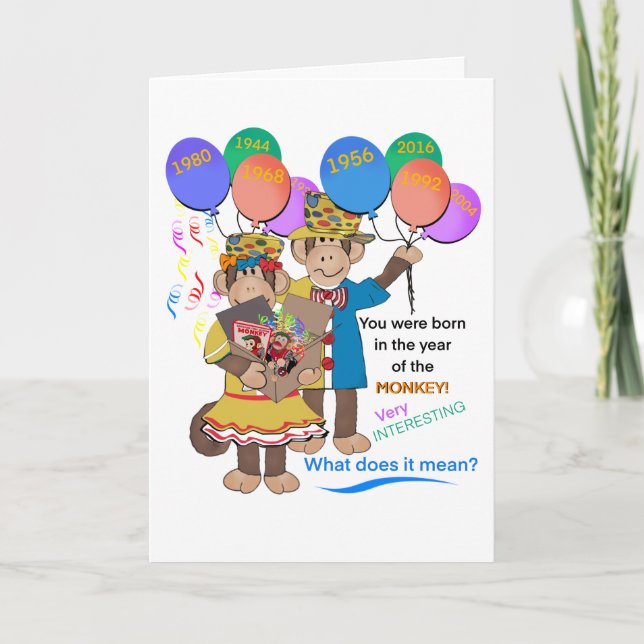 Year of the Monkey Birthday Greeting Card (Front)