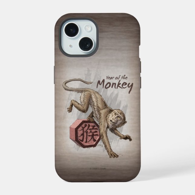 Year of the Monkey Chinese Zodiac Art  iPhone 15 Case (Back)