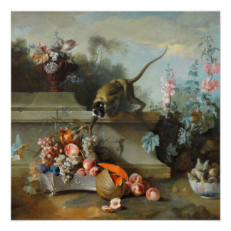 Year of the Monkey Fruits Flowers Fine Art Poster