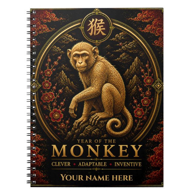 Year of the Monkey Personalized Zodiac Notebook (Front)